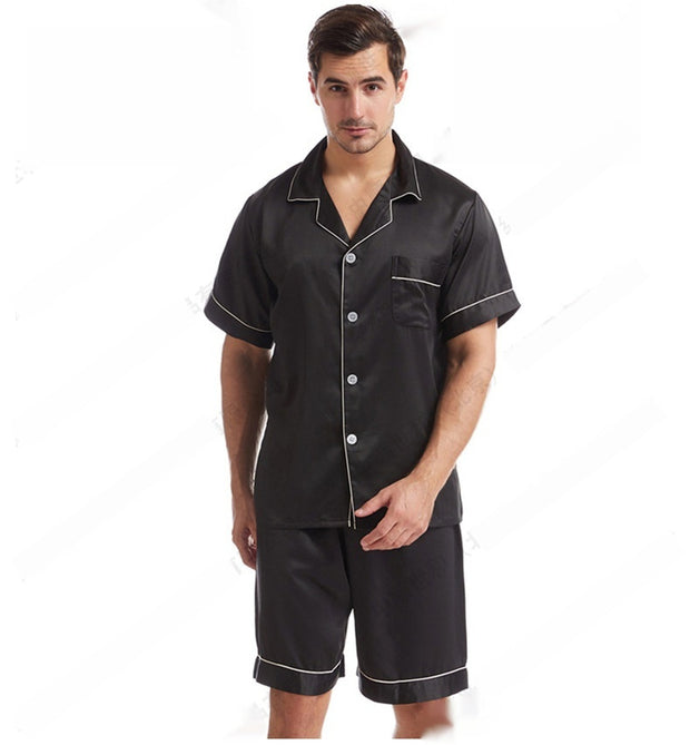 Summer Matte Satin Lapel Casual Homewear Suit Breathable Thin Short-sleeved Shorts