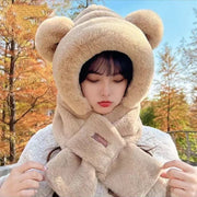 Scarf Fleece-lined Thickened Cold Protection Warm Hat