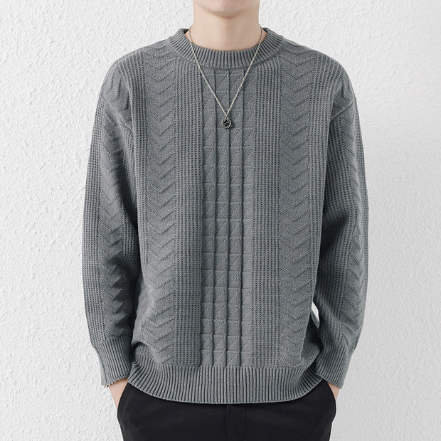 New Men's Round Neck Knitted Sweater