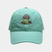 Cute Cartoon Frog Mushroom Embroidered Baseball Cap