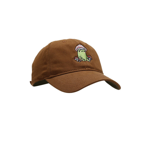 Cute Cartoon Frog Mushroom Embroidered Baseball Cap