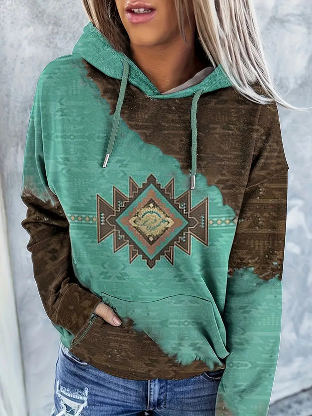 FallWinter Hoodie Ethnic Print