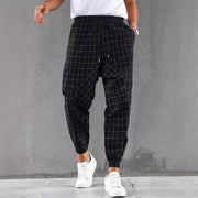 European And American Plaid Casual Trousers Fashion Drawstring