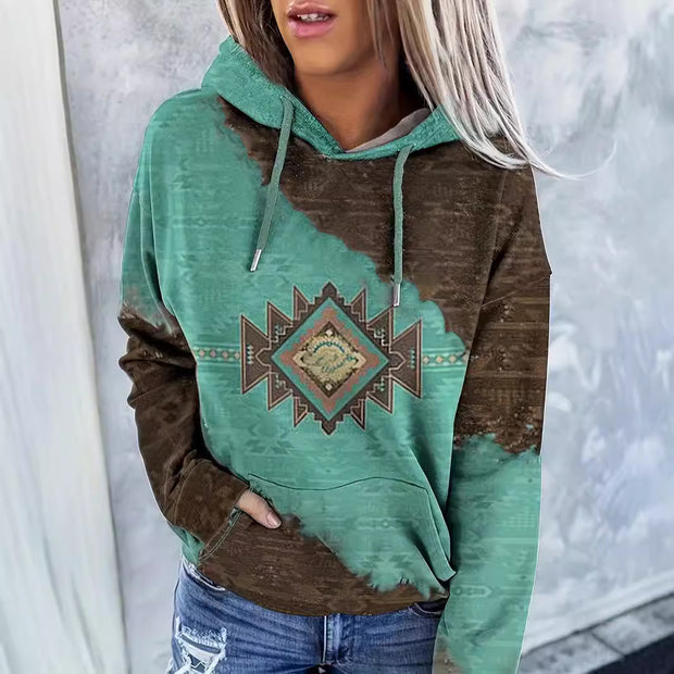 FallWinter Hoodie Ethnic Print