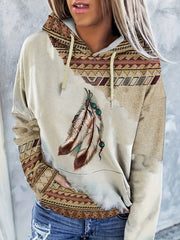 FallWinter Hoodie Ethnic Print