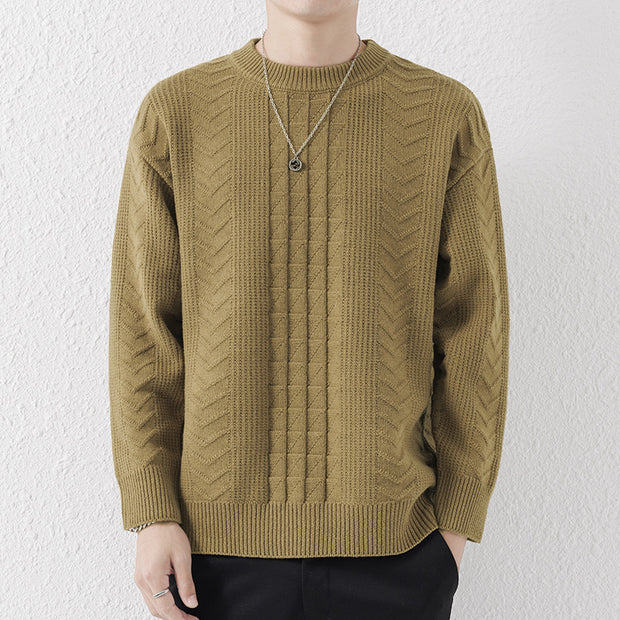 New Men's Round Neck Knitted Sweater