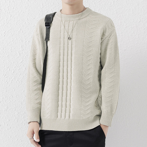 New Men's Round Neck Knitted Sweater