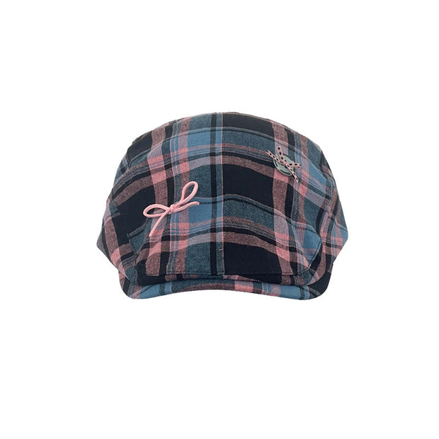 Retro Plaid Face-looking Little Newsboy Hat