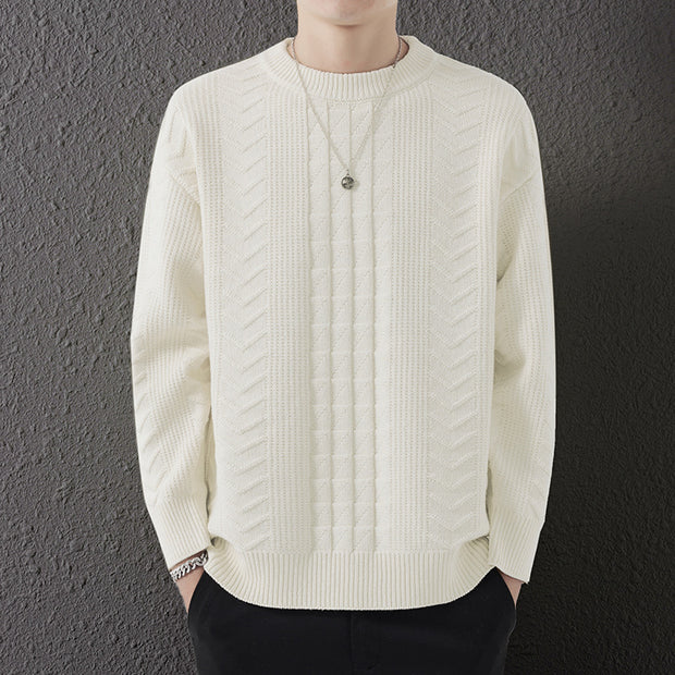 New Men's Round Neck Knitted Sweater