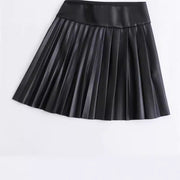 Women's Fashion Casual Pleated Imitation Leather Mini Skirt