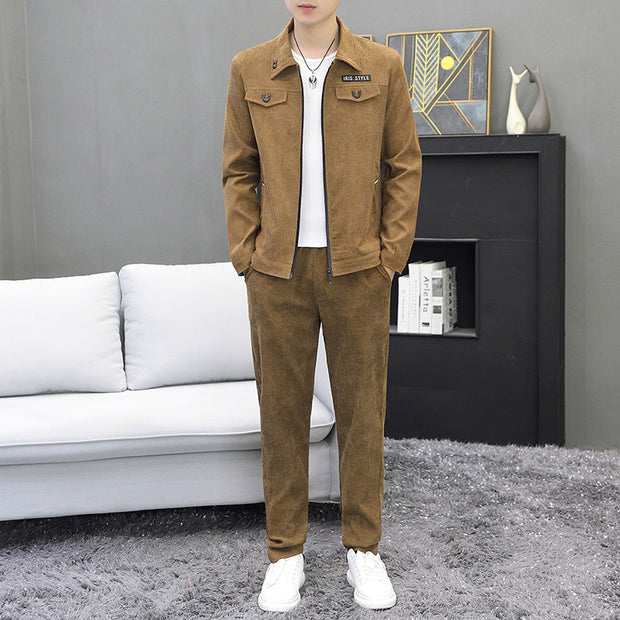 Men's Sports And Leisure Suit Fashion Corduroy Two-piece Set