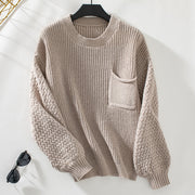 Loose Pockets Knitwear For Lantern Sleeve Sweater Women