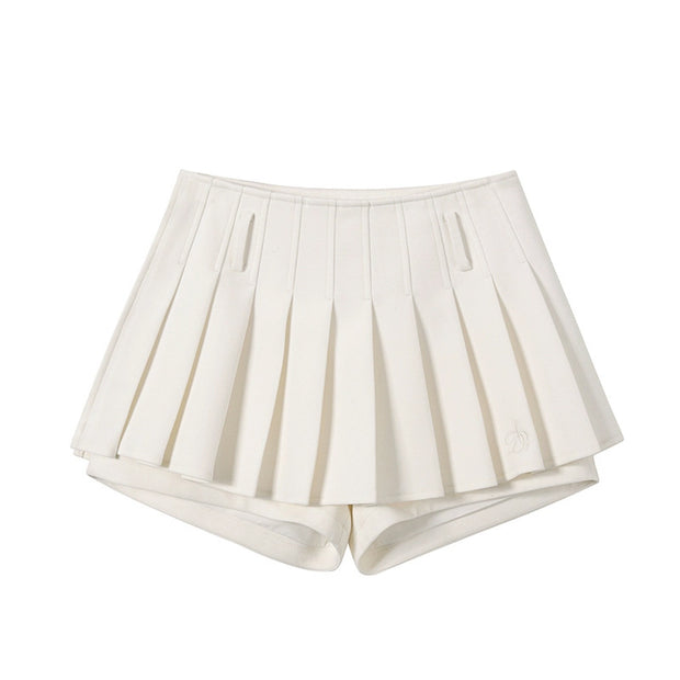 Embroidery Short A- Line Pleated Skirt Summer