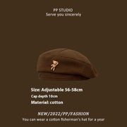 Brown Hat Female British Retro Spring And Autumn Octagonal Beret