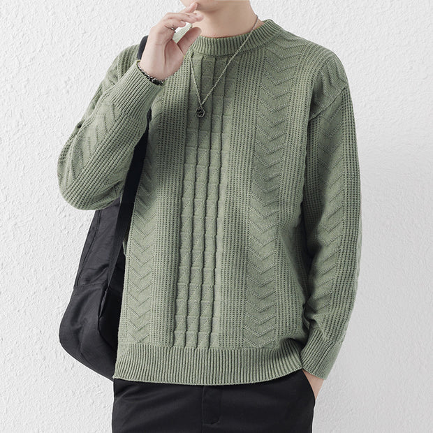 New Men's Round Neck Knitted Sweater