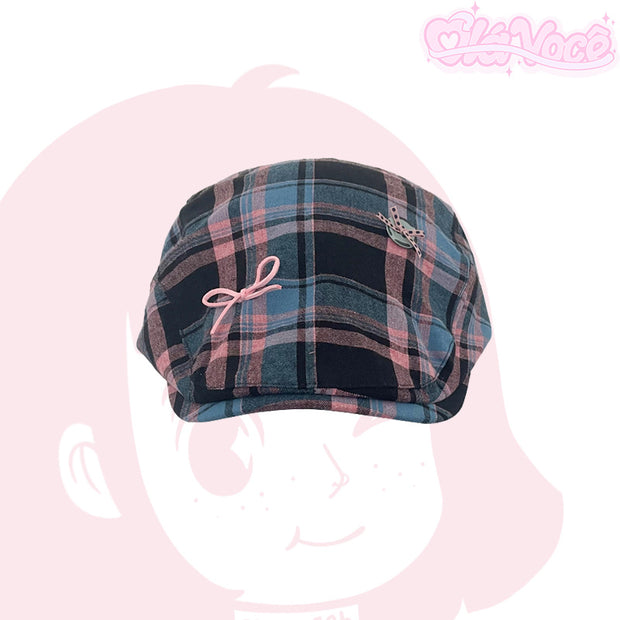 Retro Plaid Face-looking Little Newsboy Hat