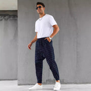 European And American Plaid Casual Trousers Fashion Drawstring