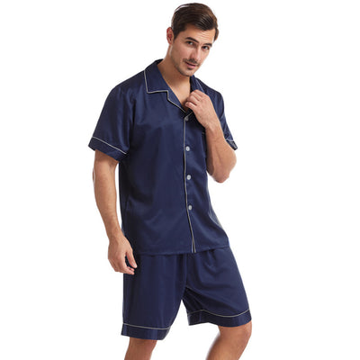 Summer Matte Satin Lapel Casual Homewear Suit Breathable Thin Short-sleeved Shorts