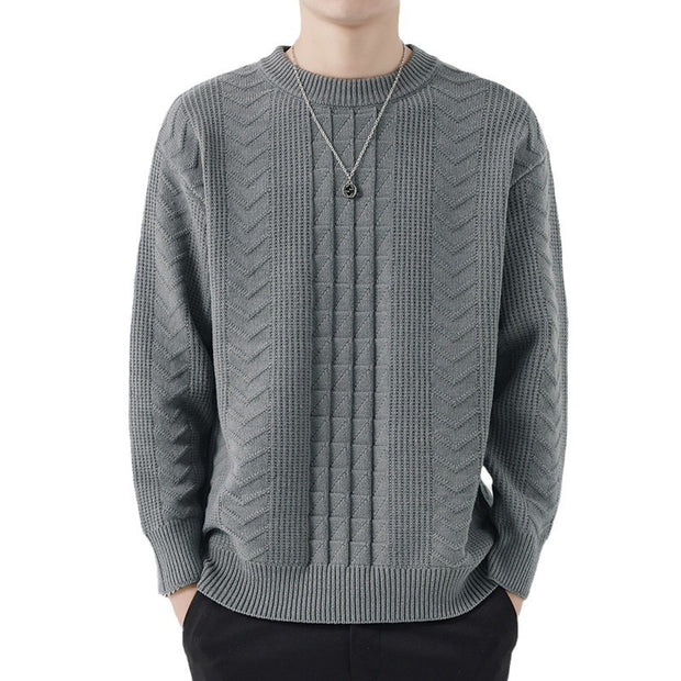 New Men's Round Neck Knitted Sweater